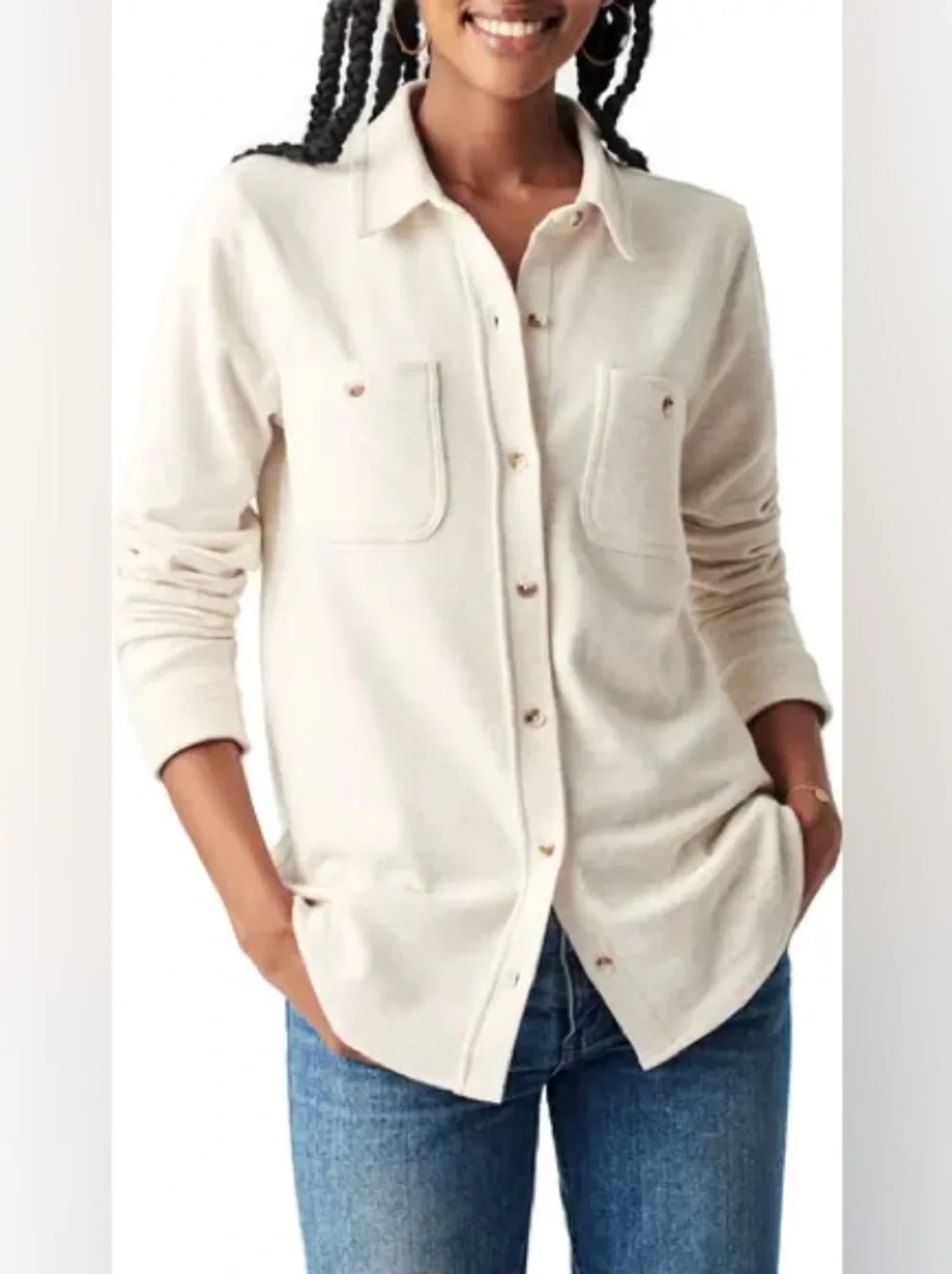 Faherty Legend Off White Sweater Shirt Womens Sz XL